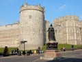 Windsor Castle Ã¢â¬â Salisbury Tower and Statue of Queen Victoria at the foot of Castle Hill - Windsor - England - United Kingdom Royalty Free Stock Photo